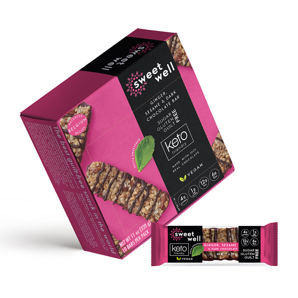
                  
                    Load image into Gallery viewer, Keto Ginger, Sesame &amp;amp; Dark Chocolate Bar 10 Pack
                  
                